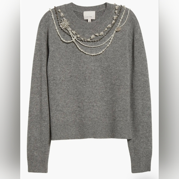 Cinq a Sept Lilliana Necklace Detail Wool Blend Pullover Sweater XL - Picture 3 of 3